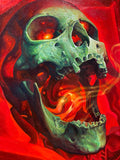 Original Oil Painting "Green Skull" by Christian Perez