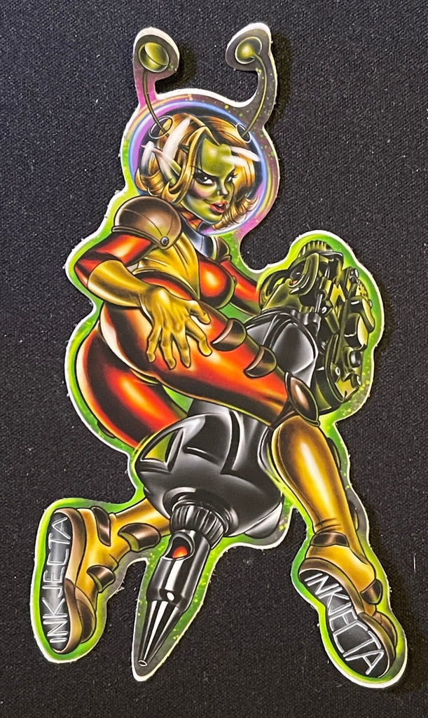 Sticker "Inkjekta Alien Gal" by Joe Capobianco
